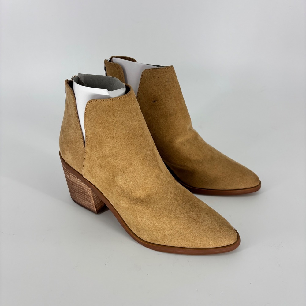 BP Brynne Ankle Bootie Chestnut Brown Women Size 9 Pointed Toe Suede Block Heel